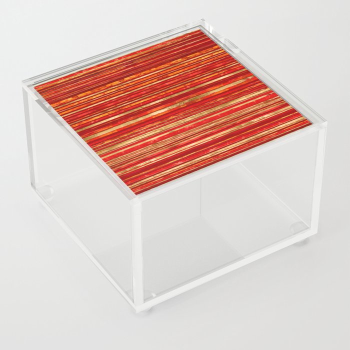 Brush Lines and Strokes -Reds and Gold Acrylic Box