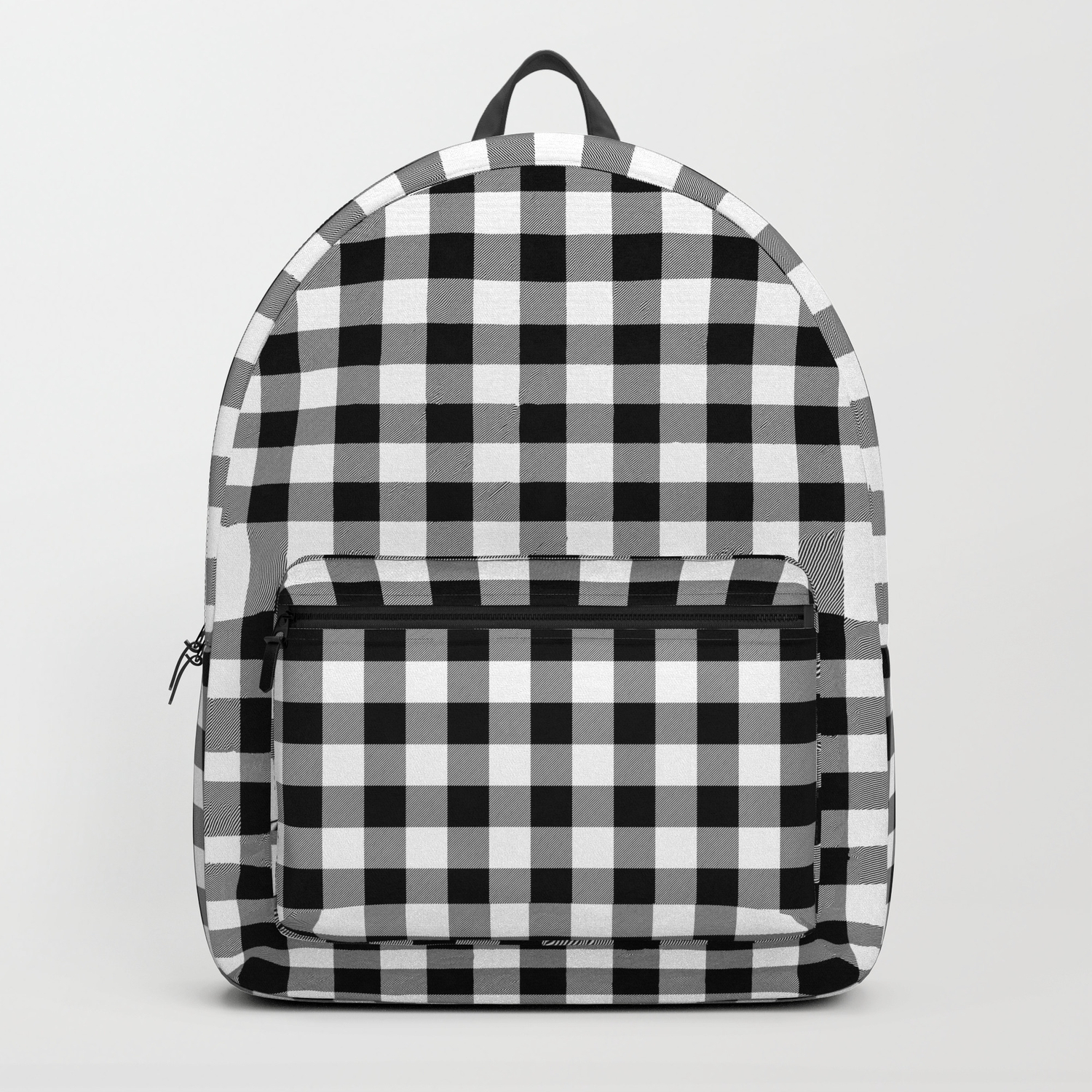 black and white check backpack