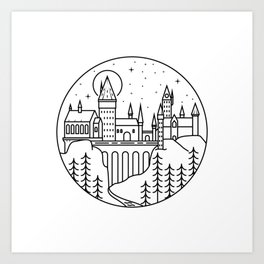 HP Potter Harry Magic Wizards Castle Hogwart  Art Print