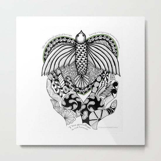 This goodbye is not forever Sympathy - Zentangle Illustration Metal Print