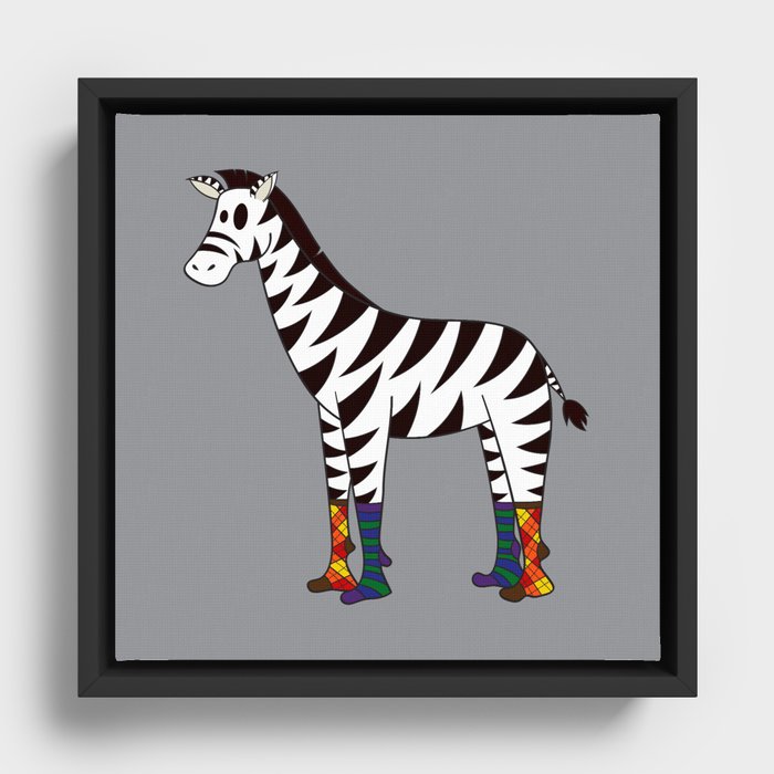 Zebra Socks Framed Canvas