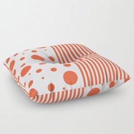 Spots and Stripes - Orange and White Floor Pillow