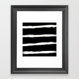 form blocs | medium brush strokes | off white on black  Framed Art Print