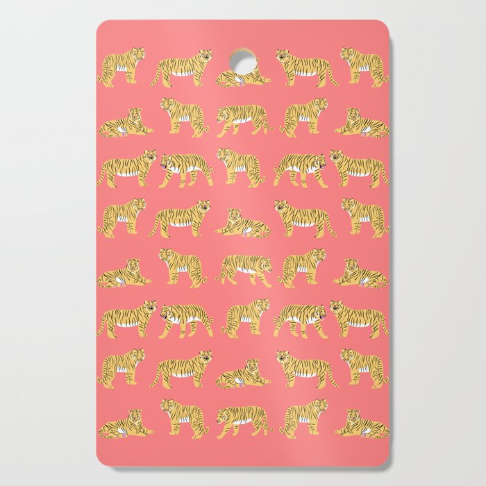 Year of the Tiger in Vibrant Coral Cutting Board