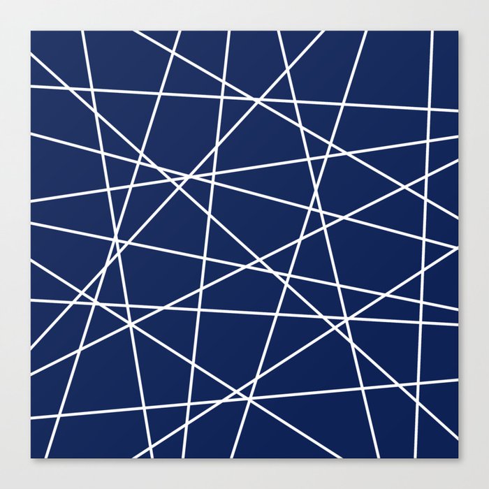 Geometric Lines (white/navy blue) Canvas Print