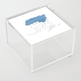 Natula In The Rain · girl laying peacefully beneath a blue storm cloud · illustration Acrylic Box