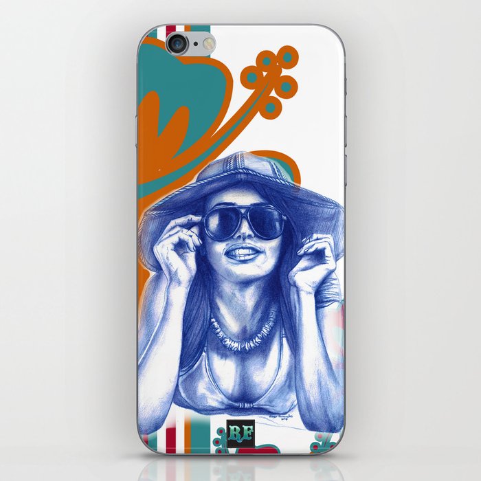 Girl in Blue at the Beach iPhone Skin