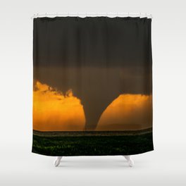 Silhouette - Large Tornado at Sunset in Kansas Shower Curtain