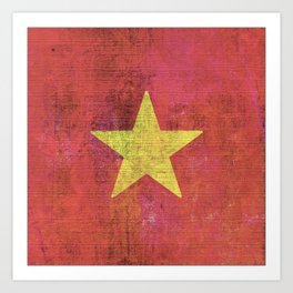 VietnamFlag In Grunge Style Art Print