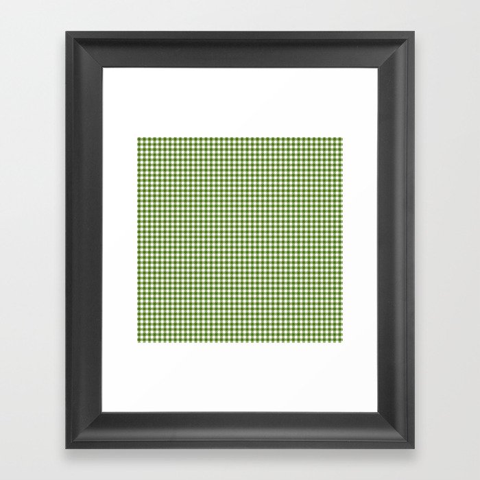 green gingham Framed Art Print
