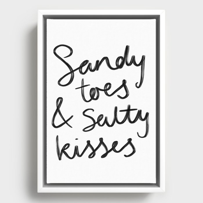 Salty Kisses Typography Print Framed Canvas