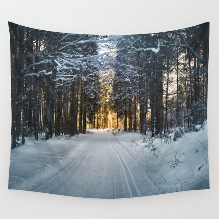 Snow Covered Trees Wall Tapestry