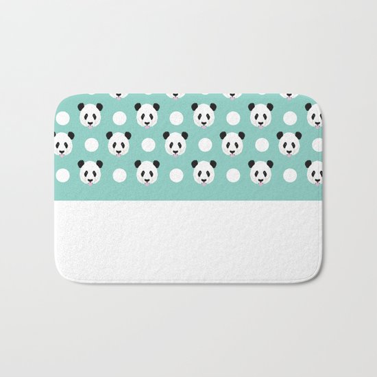 Panda polka dots pattern print minimal trendy kids design pillow cell phone cute panda cub character Bath Mat