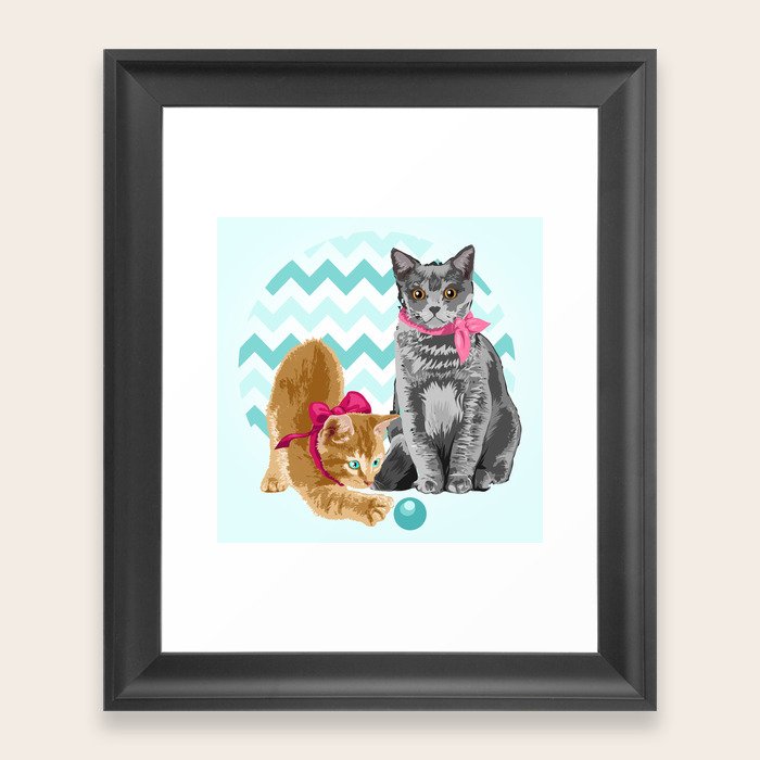 Two Lady Cats Framed Art Print