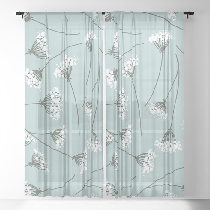 Queen Anne's Lace Floral Pattern Sheer Curtain