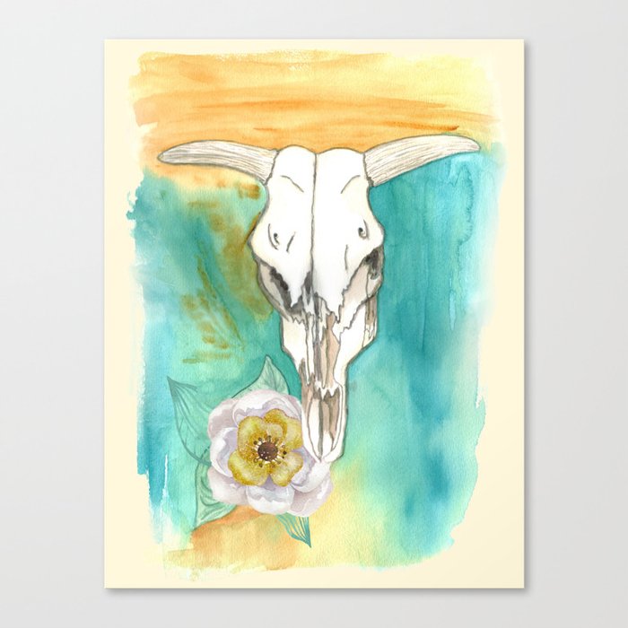 South West Cow Skull Canvas Print By Catherineholcombe Society6