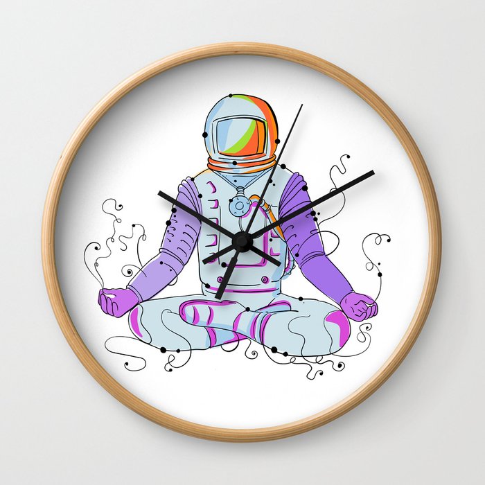 Cosmonaut Padmasana Position Doodle Wall Clock