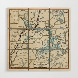 Vintage Map of Lake of Bays, Ontario Wood Wall Art