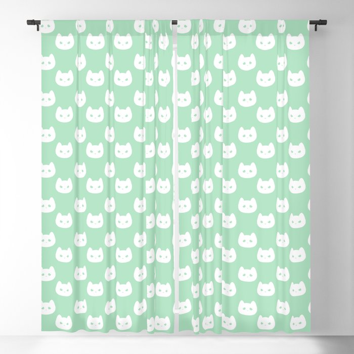 Kitty Dots in Green Blackout Curtain