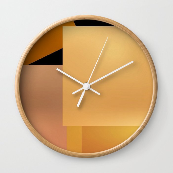 Bold Lit Color Blocks Sun Yellow Orange Black Wall Clock