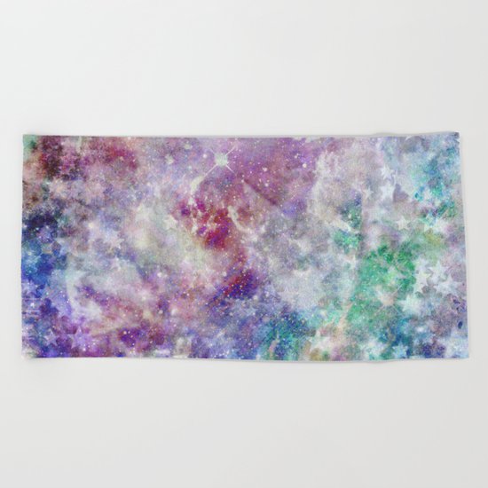 Rainbow Stars Space Galaxy Pattern Beach Towel