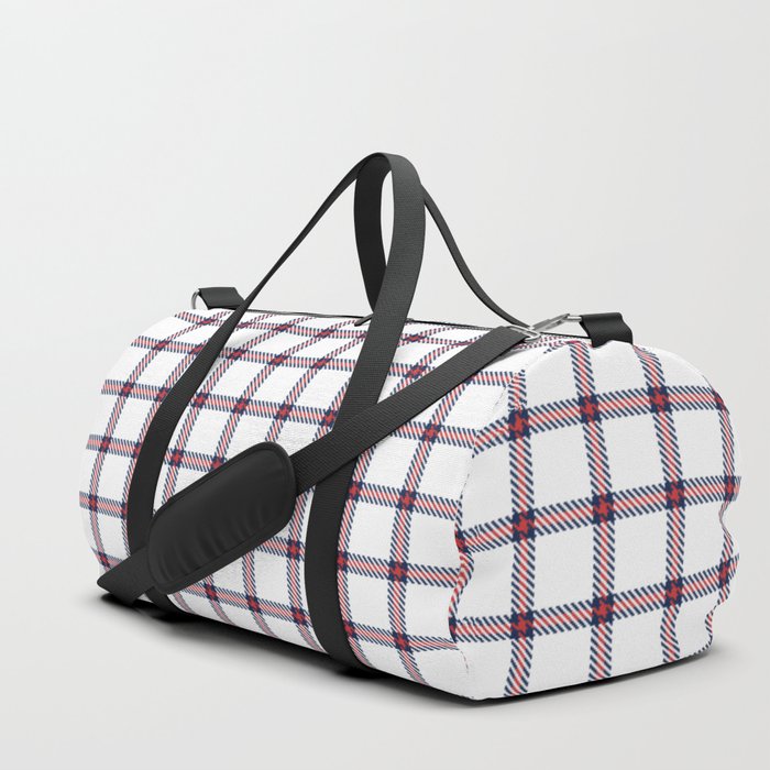 White and Red Farmhouse Style Gingham Check Duffle Bag