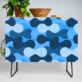 Cool Abstract Shape Art- Blue Credenza
