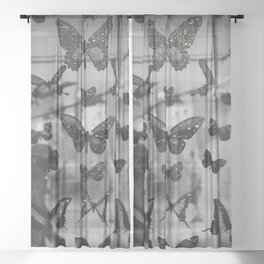 BLACK AND WHITE BUTTERFLIES | photo | sparkle and shine | wings | aesthetic | monochrome | fly  Sheer Curtain