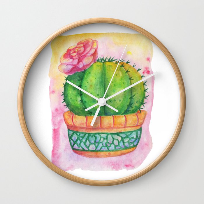 Cute Cactus Wall Clock