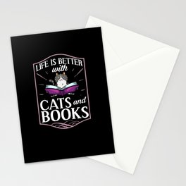 Cat Read Book Reader Reading Librarian Stationery Card