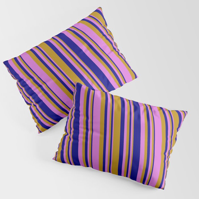 Dark Goldenrod, Orchid, and Blue Colored Striped/Lined Pattern Pillow Sham