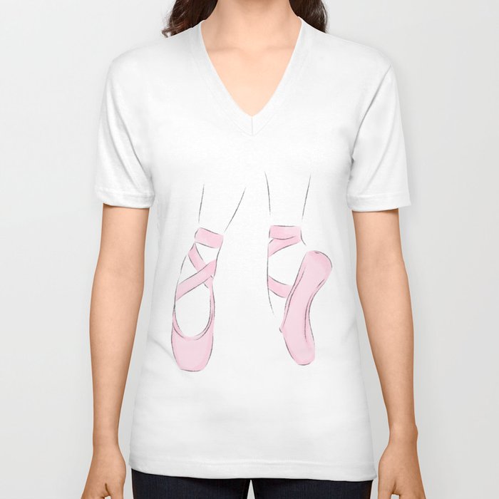 Pink Pointe shoes V Neck T Shirt