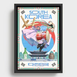South Korea Travel Poster Framed Canvas