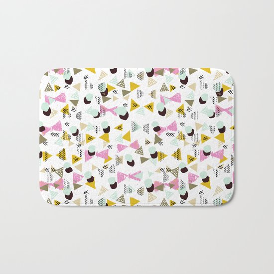 Ralea - abstract design triangle geometric circle print texture dots mid century modern graphic Bath Mat