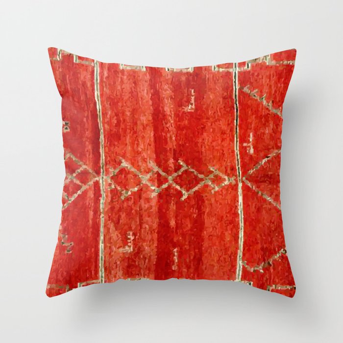 Vintage Red Moroccan Rug Print Throw Pillow