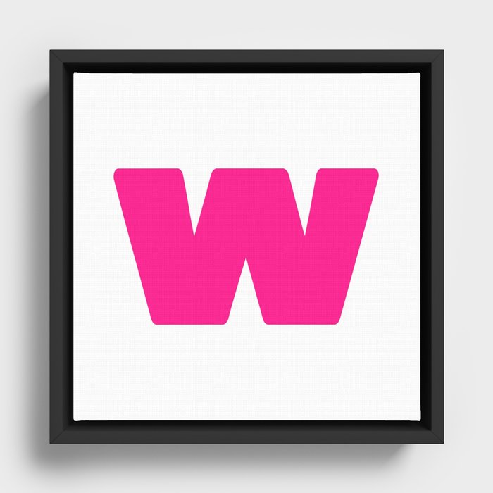 w (Dark Pink & White Letter) Framed Canvas