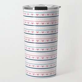 Pastel Lines with Hearts Travel Mug
