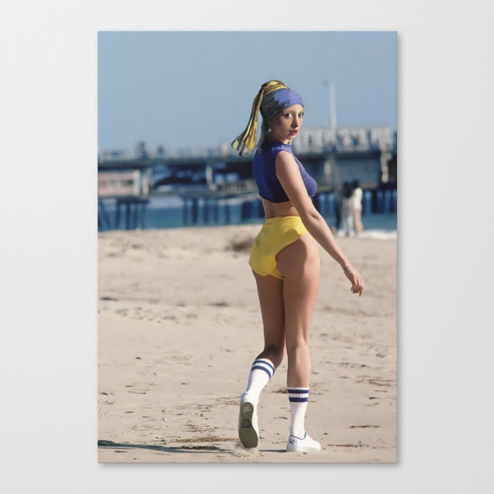 Girl with Pearl Earring workout mood Canvas Print