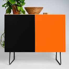 Black Bright Orange Color Block Credenza