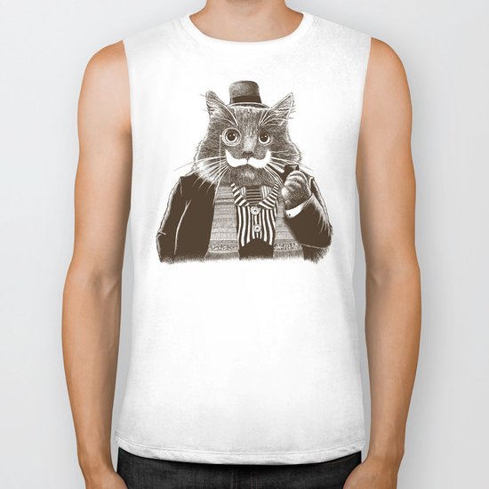 Mustache Cat Biker Tank