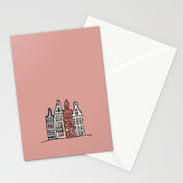 Four Buildings - Orange Stationery Cards