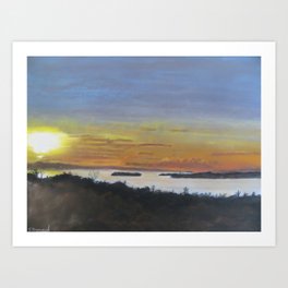 Howick Sunrise Art Print | Coast, Painting, Howick, Striking, Sky, Orange, Pastel, Sea, Newzealand, Sunrise 
