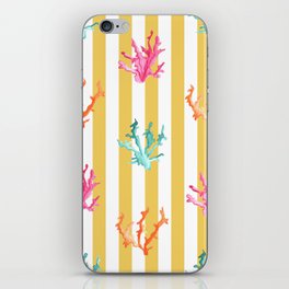 Colorful Coral Reef on Sunshine Yellow Stripes iPhone Skin