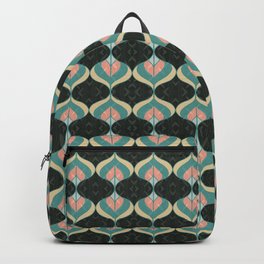 Retro Ogee Hand Drawn Illustration in Green and Peach Backpack