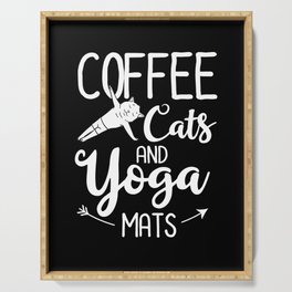 Yoga Cat Beginner Workout Poses Quotes Meditation Serving Tray