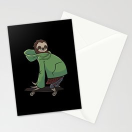 Sloth Skateboarding on a Longboard Stationery Card