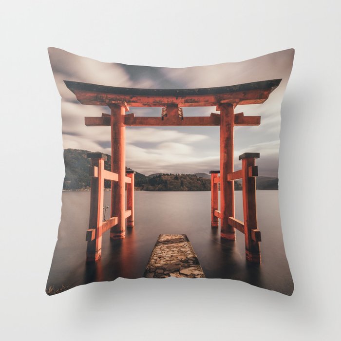 Japan Red Torri Gate Throw Pillow
