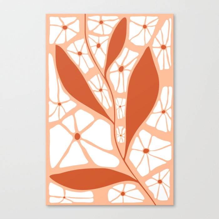 Peach Fuzz Flowers and Leaves Canvas Print