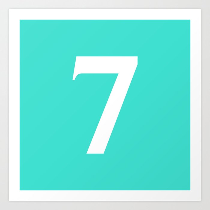 7 (WHITE & TURQUOISE NUMBERS) Art Print