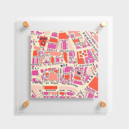 paris map pink Floating Acrylic Print